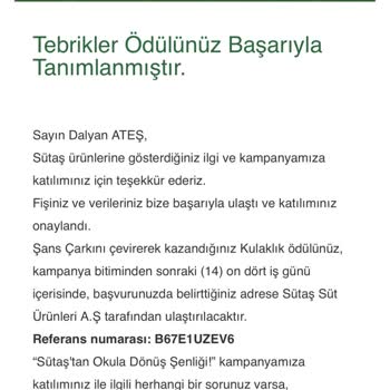 Sütaş Kazandığım İki Hediyeden Sadece Biri Tarafıma Ulaştı
