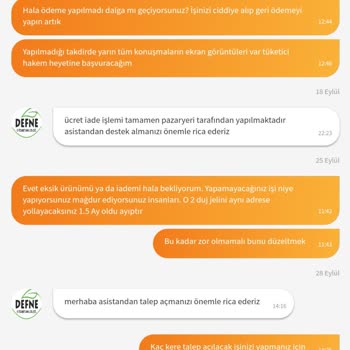 Defne E-Ticaret Eksik Ürün Yollamıyorlar