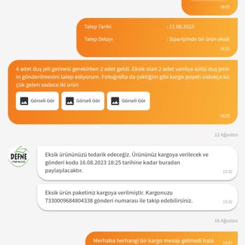 Defne E-Ticaret Eksik Ürün Yollamıyorlar