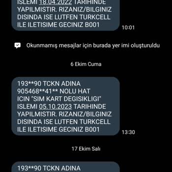 Turkcell Bilgim Dışında Hat Değişikliği
