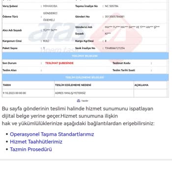 Aras Kargo İle Yaşanan Sorun Ve Cevapsızlık