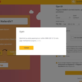 Pegasus Üyelik Giriş Yapılamıyor