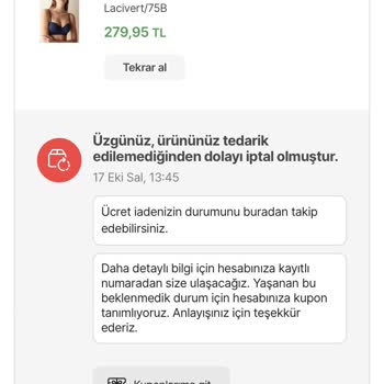 Hepsiburada- 13 Gün Sonra Sipariş İptali
