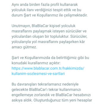 BlaBlaCar Bla Bla Hesap Bloke Ediyor