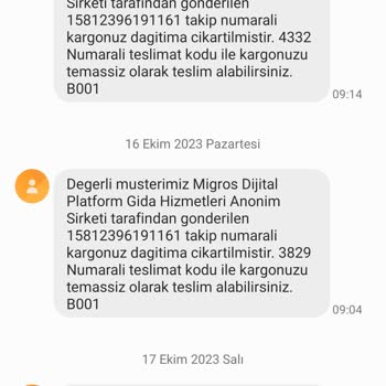 Sürat Kargo Ve Migros Mion Şikayet