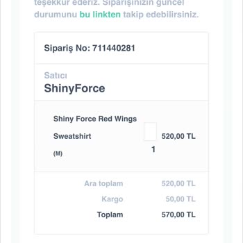 Shiny Force Ürün Teslim Edilmemesi