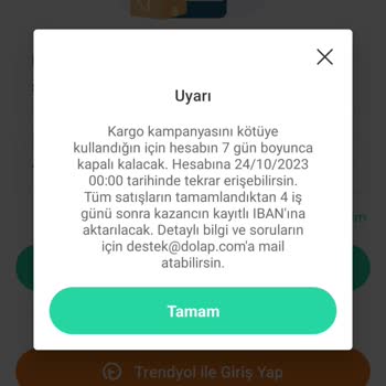 Dolap Hesabım Kapatıldı