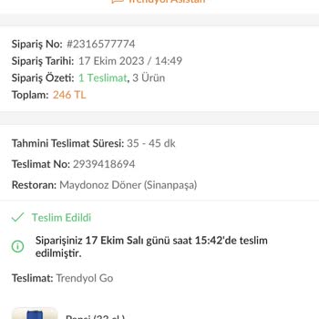 Trendyol Yemek Para İadesi Yapılmaması Ve Yemeğin Getirilmemesi