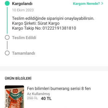 Sürat Kargo Kargomu Bana Getirmeyip Geri Gönderdiler