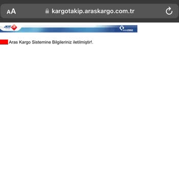 Aras Kargo Sistemine Bilgileriniz İletilmiştir!.