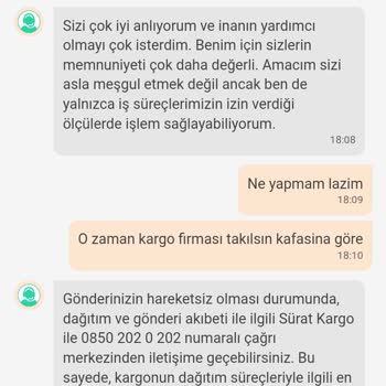 Sürat Kargo Kargom Kayıp Para İadesi Yapılasını İstiyorum
