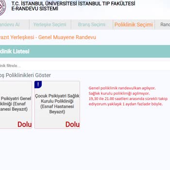 İstanbul Üniversitesi Çocuk Psikiyatri Sağlık Kurulu Polikliniği Randevu Sistemi Kapalı