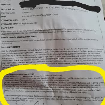 Market Kolim Paramı Geri Alamadım