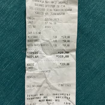 Soulmate Coffee Optimum AVM (Adana) Şubesi Fazla Ücret Aldı