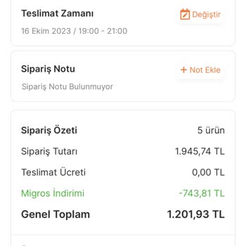 Migros Ürün Teslimatı Yapılamaması
