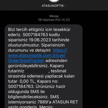 Atasun Optik' Ten Vermiş Olduğum Sipariş 4 Aydır Teslim Edilmedi.