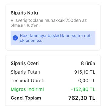 Migros Para İadem Yapılmadı. Siparişteki Notlar Dikkate Alınmıyor