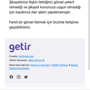 GetirYemek Getir Müşterisinin Arkasında Durmuyor