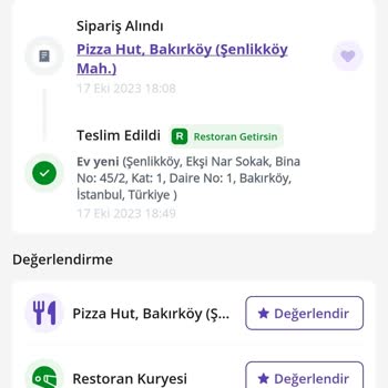 Getir Ve Pizza Hut Siparişin Sorunu