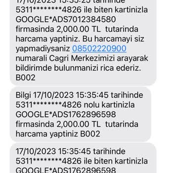 Google Ads Tarafından QNB Finansbank Kart Bilgim Dışında Çekilen Para