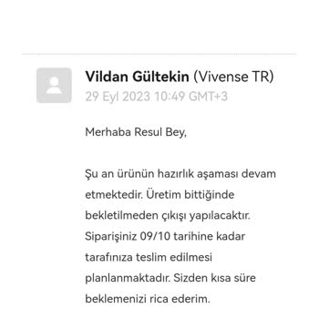 Vivense Teslimatın Gecikmesi / Teslimatı Hep İleriye Atmaları
