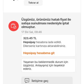 Hepsiburada İndirimli Satın Aldığım Ürünler İptal Edilmiş