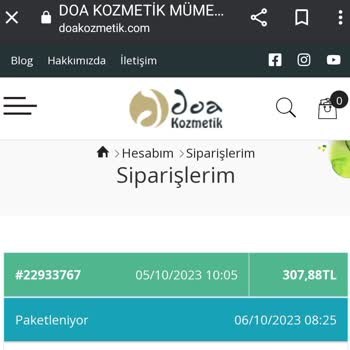 Doa Kozmetik Benim Siparişimi Paketlemiyor