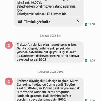 Trabzon Büyükşehir Belediyesi Onay Vermediğim Halde Trabzon BB. SMS Göndermesi
