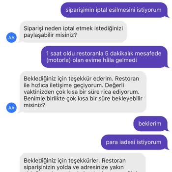Getir Yemek Sorumsuzluğu