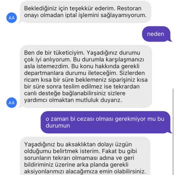 Getir Yemek Sorumsuzluğu