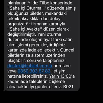 Bubilet Son Gün Bilgilendirmesi