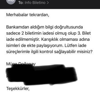 Biletino İade Talebimin İşleme Alınmaması