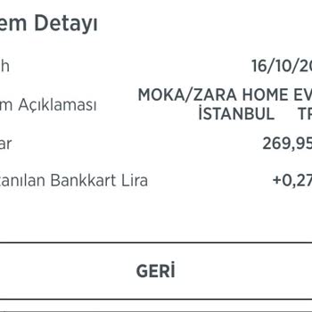 Zara Home Kredi Kartımdan Bilgim Dışındaki Harcama Yapılmış