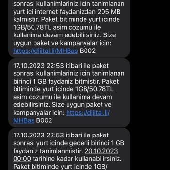 Turkcell Paket Aşımı Hakkında Geç Bilgi Veriyor.