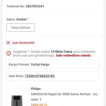 Trendyol'dan Verilen SSD Siparişi İade Edilmiyor
