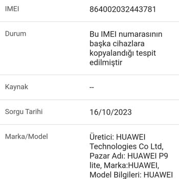 Huawei Telefon IMEI Numarası Klonlanmış