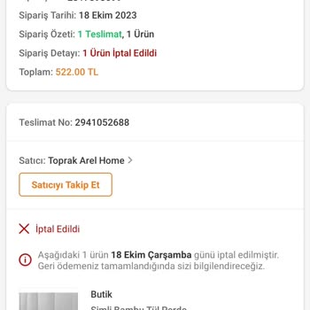 Trendyol Fiyattan Dolayı İptal Edilen Ürünüm