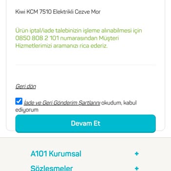 A101 Online Alışveriş İade İşlem Onayı