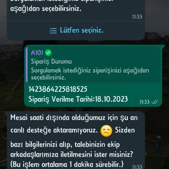 A101 Siparişin İptal Edilmemesi