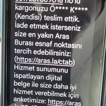 Aras Kargo'nun Teslim Ettiğini Söylediği Ancak Teslim Almadığım Ürün