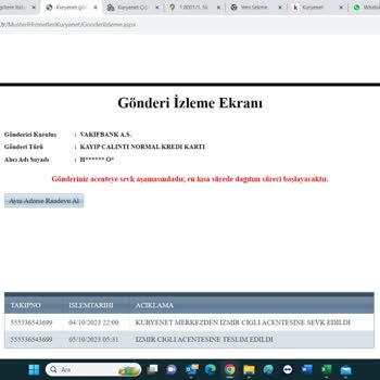 Kuryenet Çiğli Acentası 15 Gündür K. Kartımı Teslim Etmiyor!