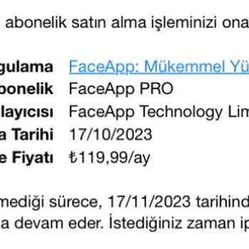 Faceapp Pro Üyeliğin İptali