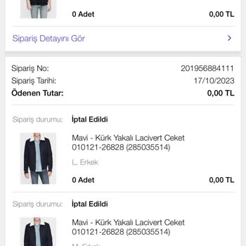 Mavi N11 Mavi Sebepsizce Ürünlerimi İptal Etti