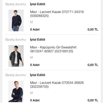 Mavi N11 Mavi Sebepsizce Ürünlerimi İptal Etti