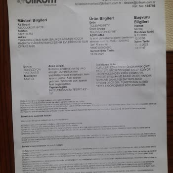 A101 Kırık TV Nin Değişim Ve İadesi İle İlgili İşlem Yapmıyor