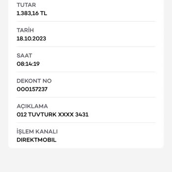 Tüvtürk Banka Kartı İle Nakit Vezne Ödemesinde 50 TL Komisyon Aldı!