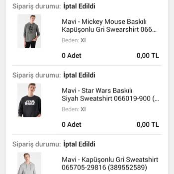 Mavi N11 Mavi Ürünlerim İptal Edildi.