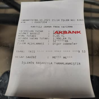 Akbank İşlem Masrafı Kendi ATM Sinden