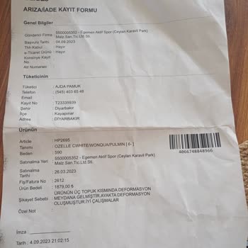 Adidas Ayakkabı Deformasyonu Değişimi İstiyorum