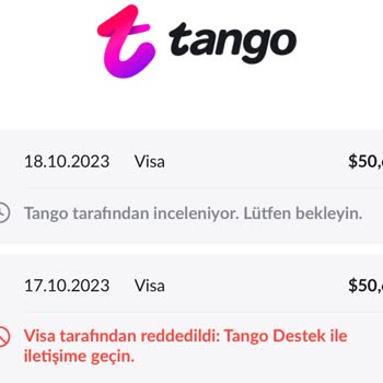 Tango Live Param Hesabıma Geçmiyor
